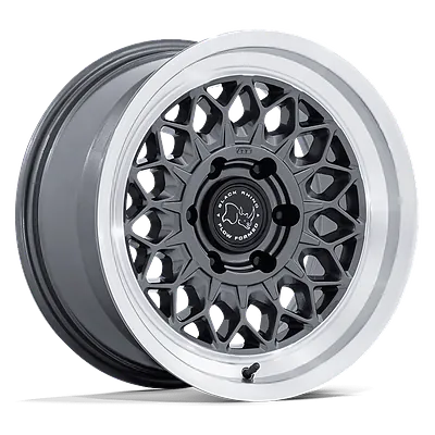 Black Rhino Graz wheel in gunmetal / machined lip, three-quarter view