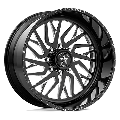 American Force H38 Nova SS wheel in gloss black milled, three-quarter view