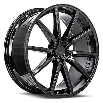 Sentali SS1 wheel in gloss black, three-quarter view