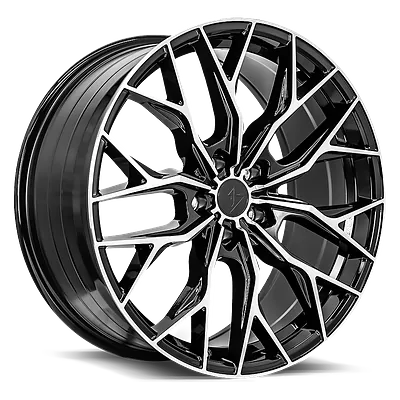 Sentali SS2 wheel in gloss black machined, three-quarter view