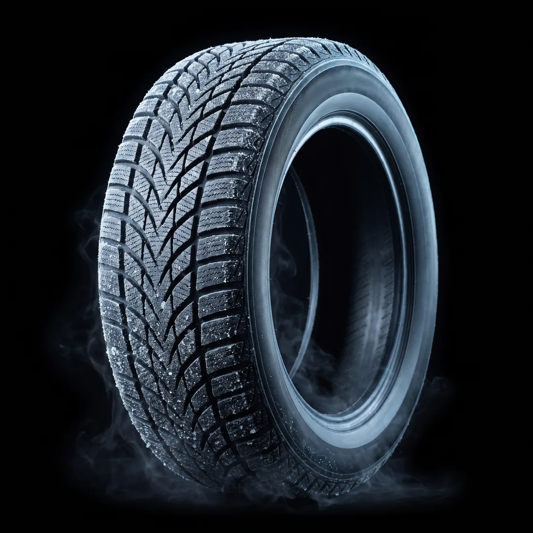 Winter snow tire with heavy siping and frost